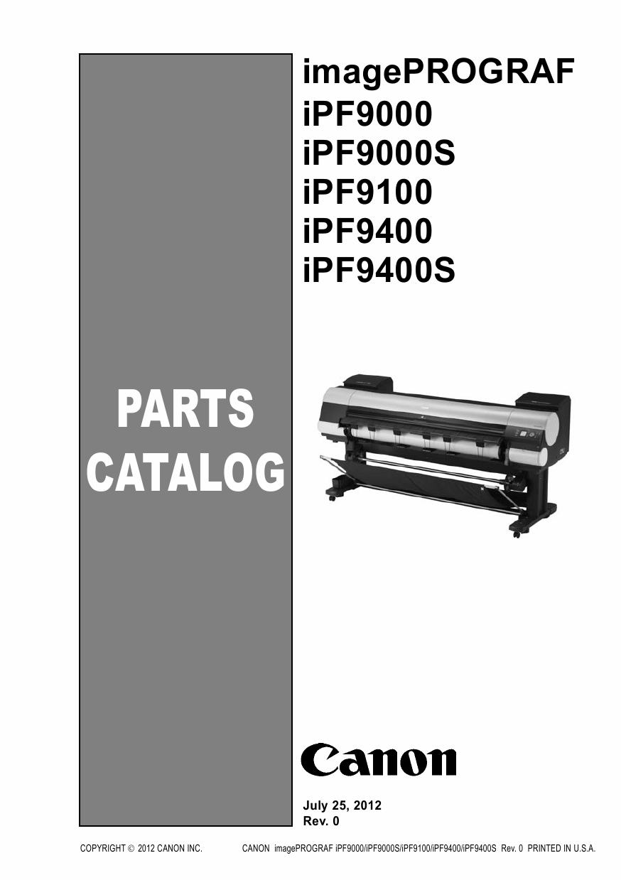 Canon imagePROGRAF iPF-9400S 9400 9100 9000S 9000 Parts Catalog Manual-1